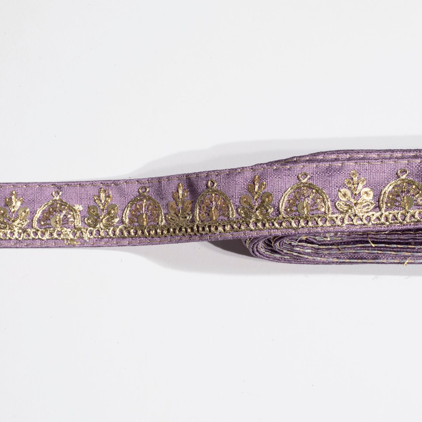 Purple Sequins Zari Embroidered Fancy Lace (9 Mtr)