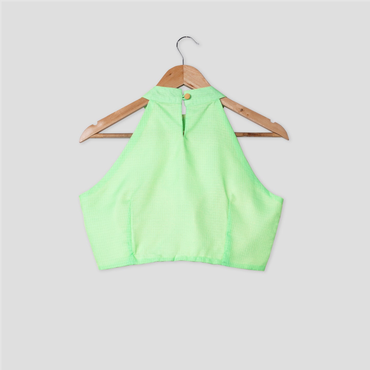 Plain Classic Green Halter Neck Kota Checks Blouse