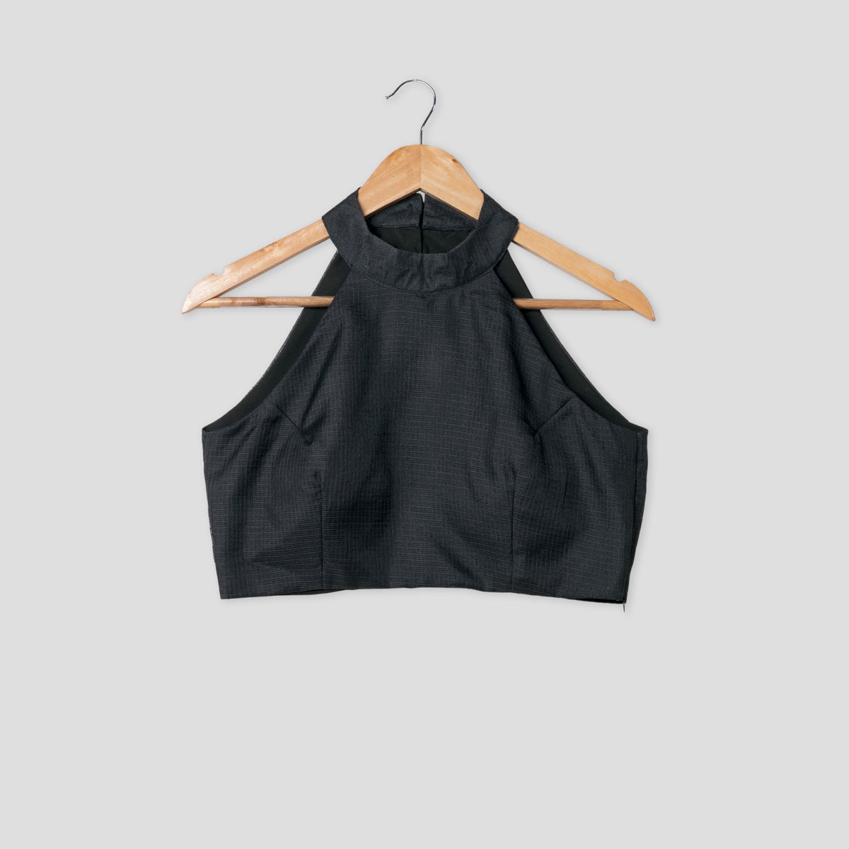Plain Classic Black Halter Neck Kota Checks Blouse