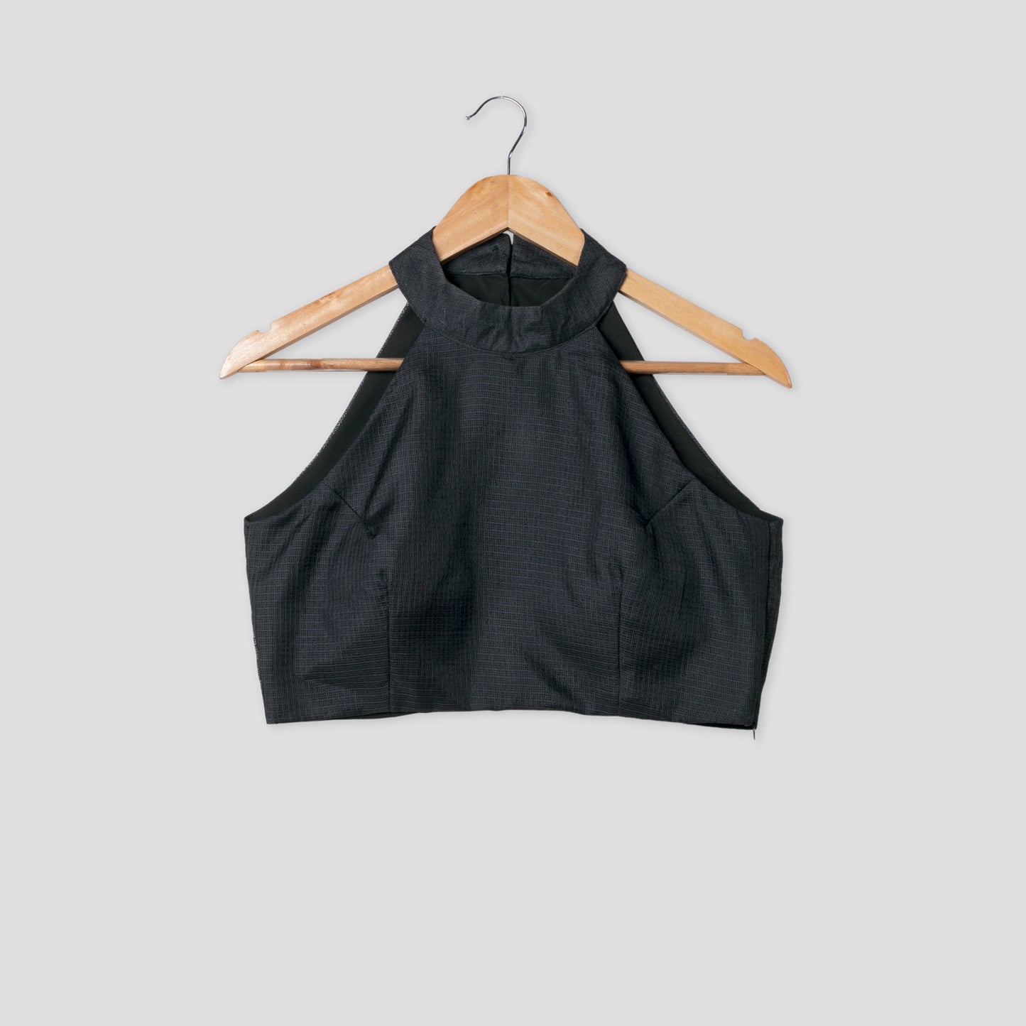 Plain Classic Black Halter Neck Kota Checks Blouse