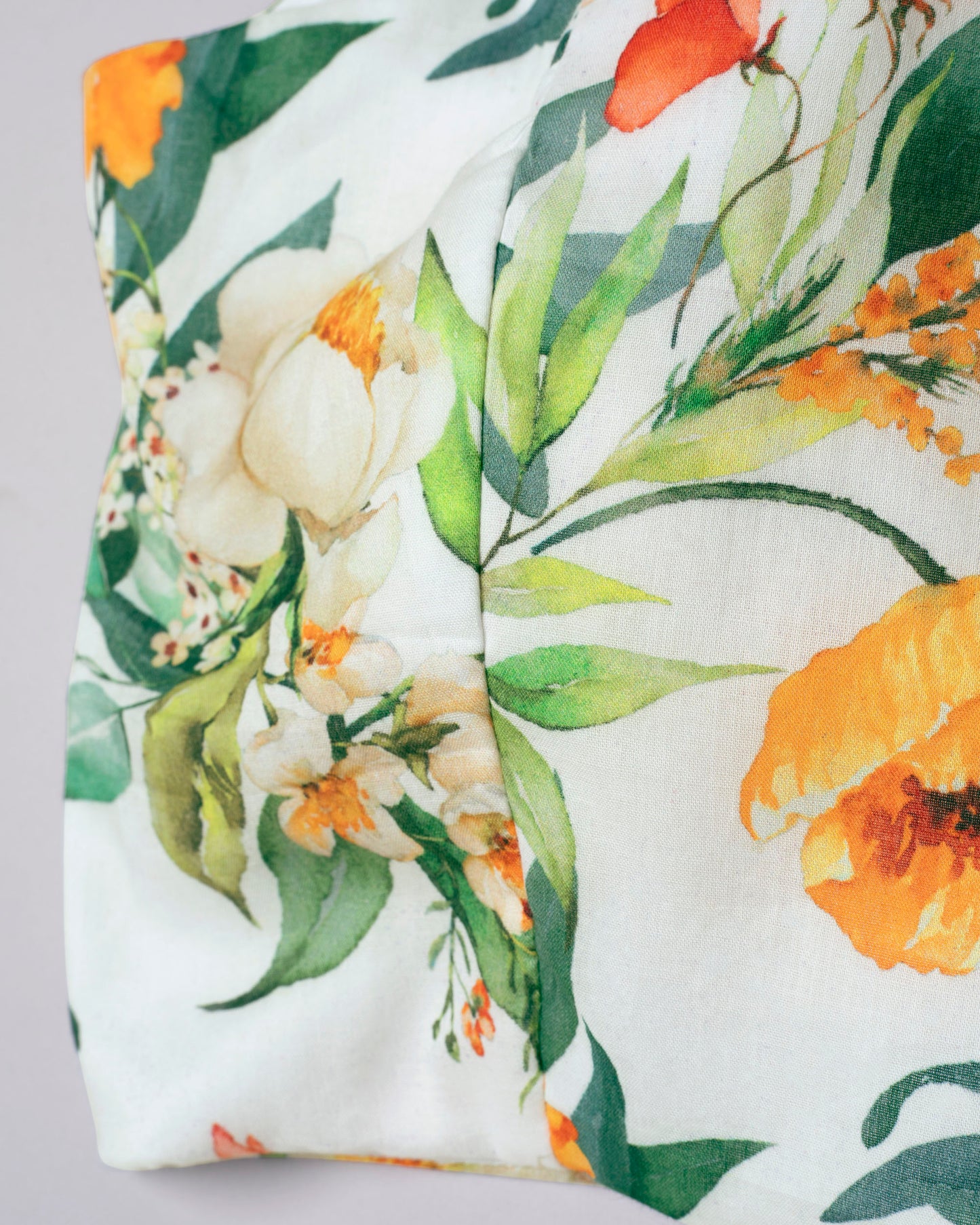 Natural Elegance Floral Collar Neck Sleeveless Cotton Blouse
