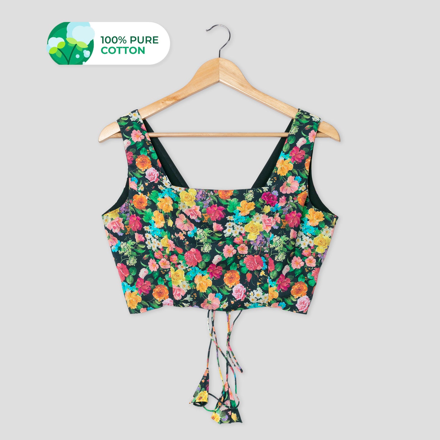 Ethereal Floral Square Neck Cotton Blouse