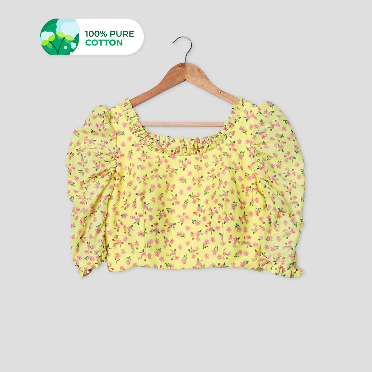 Lemon Yellow Ruffle Collar Pure Cotton Blouse
