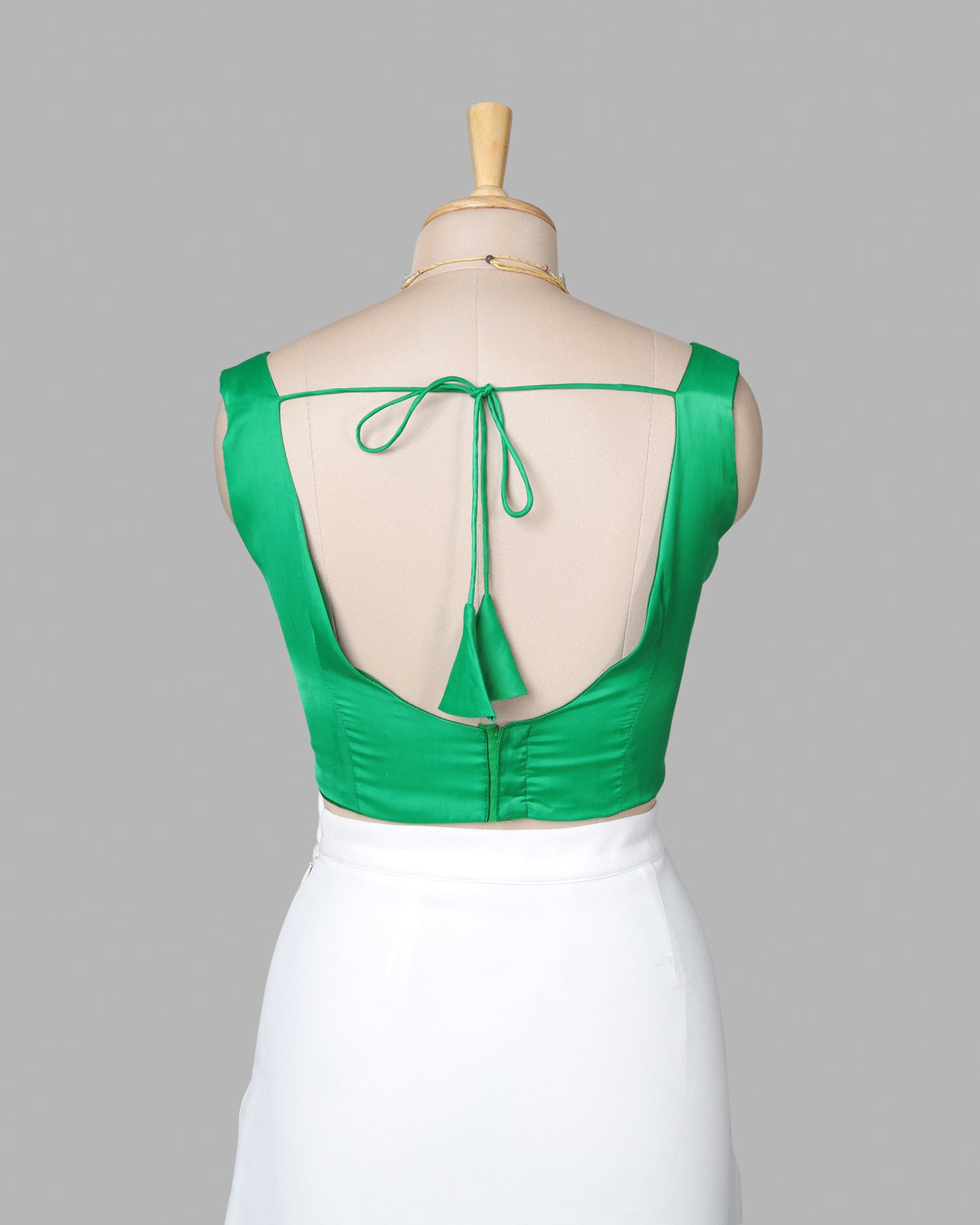 Plain Fun Green Boat Neck Sleeveless Blouse