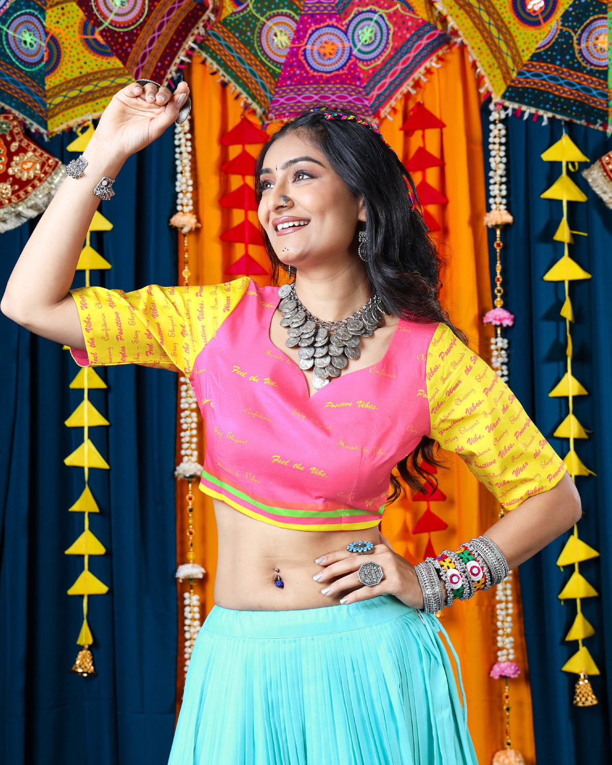 Fonts And Flirt- Sweetheart Neck Typography Blouse