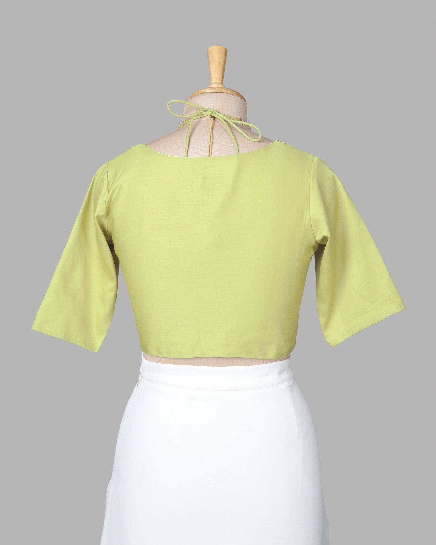 Premium Mirror Hand Work Moss Green Cotton Blouse