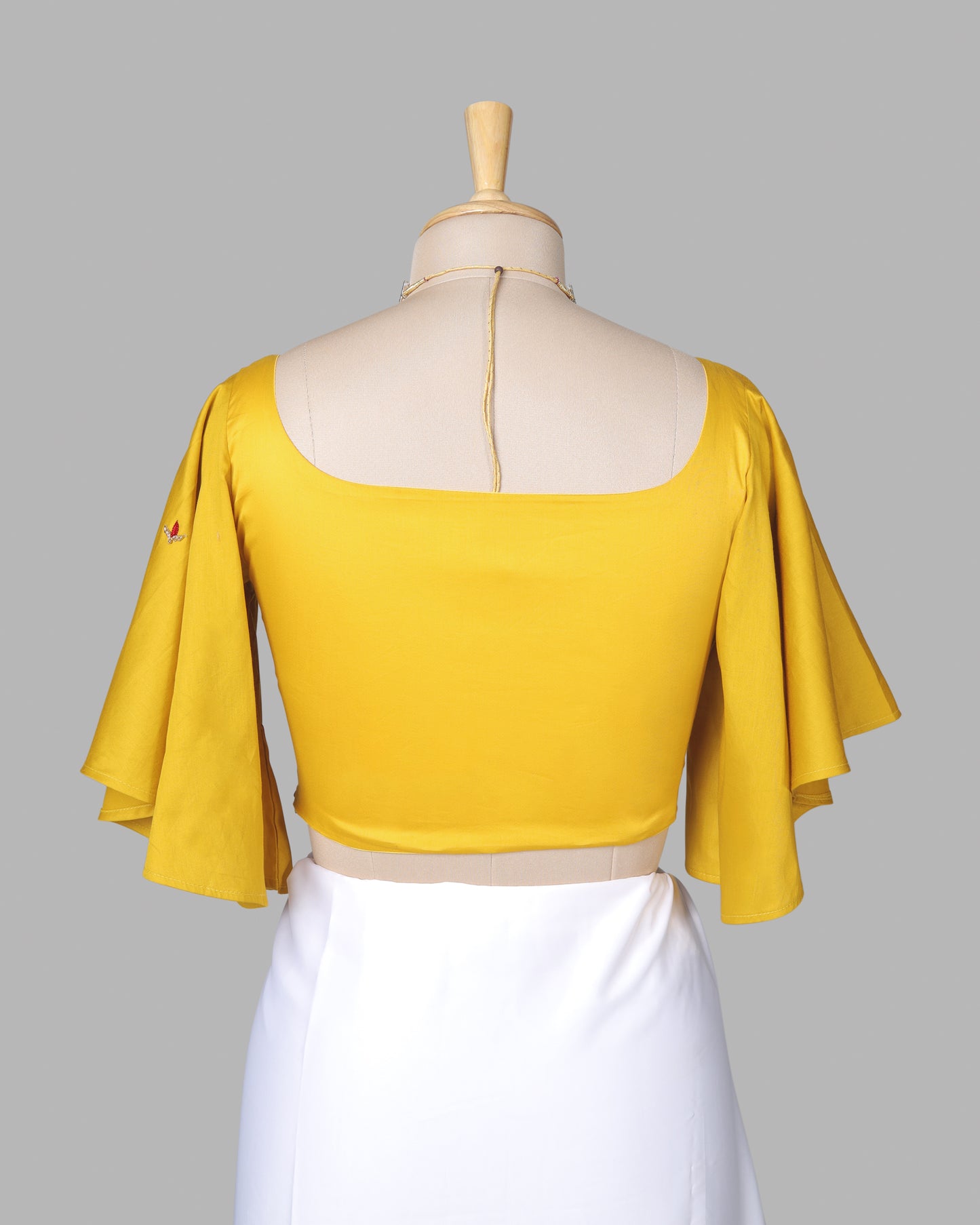 Premium Pearl And Motif Hand Work Yellow Cotton Blouse