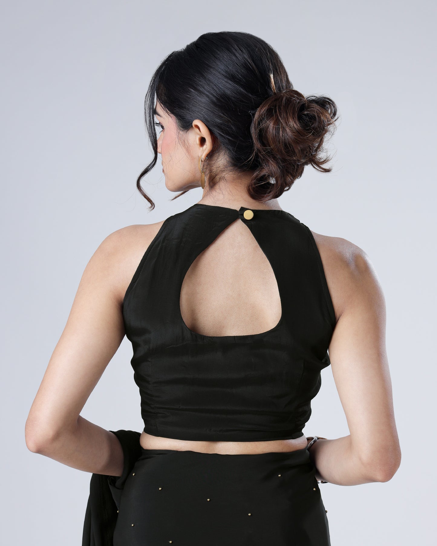 Plain Black Viscose Natural Crepe Blouse