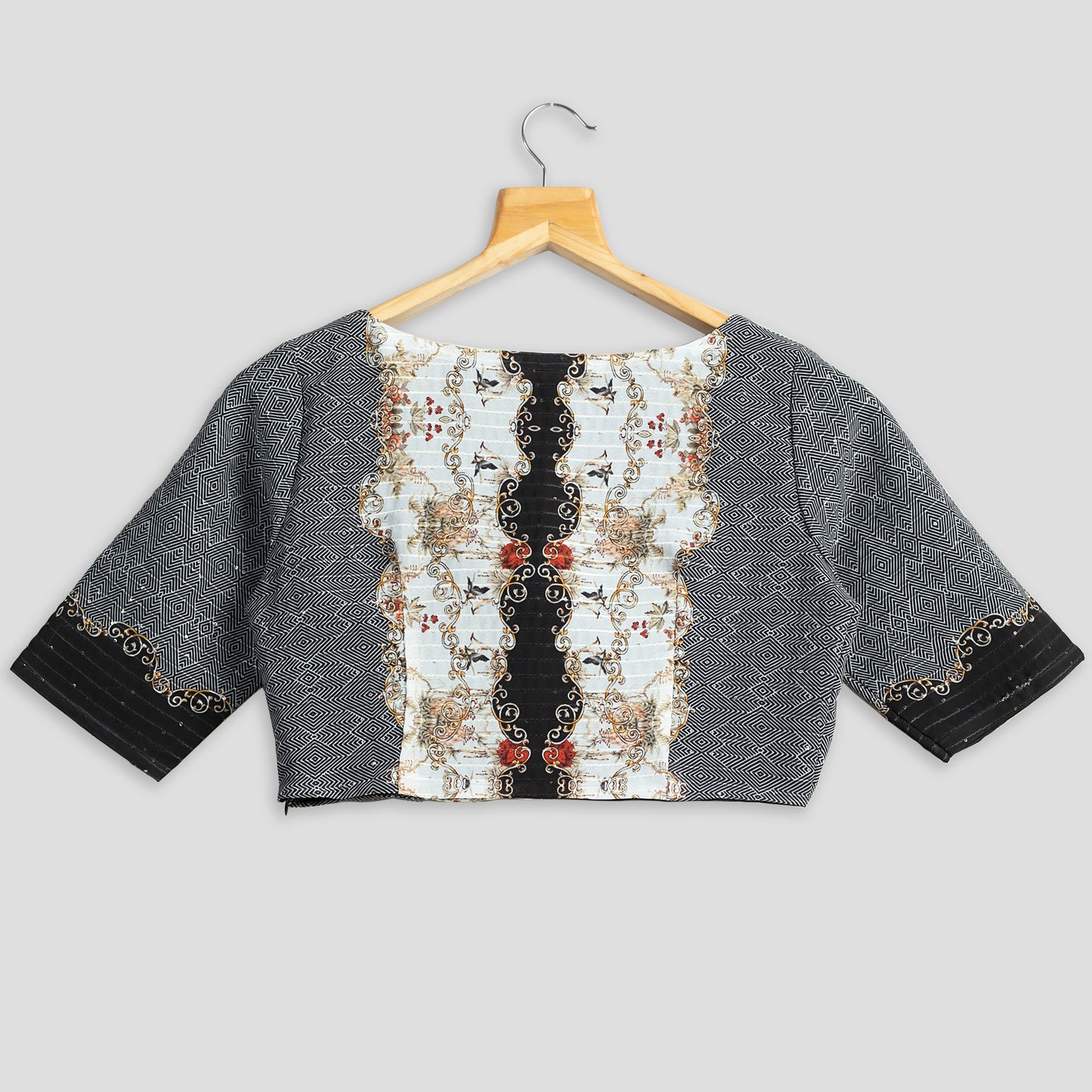 Quirky Printed Boat Neck Blouse