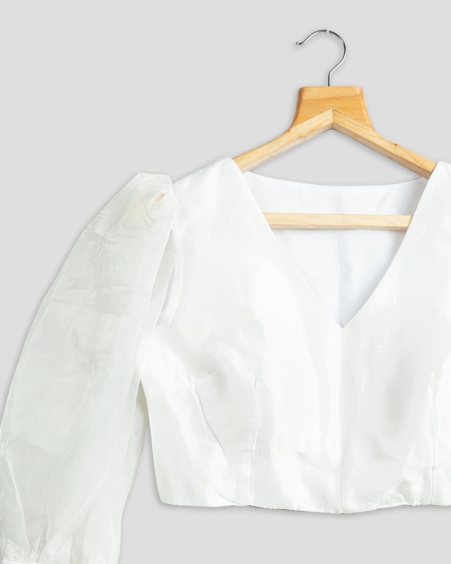 Classic White Cuff Button Silk Blouse