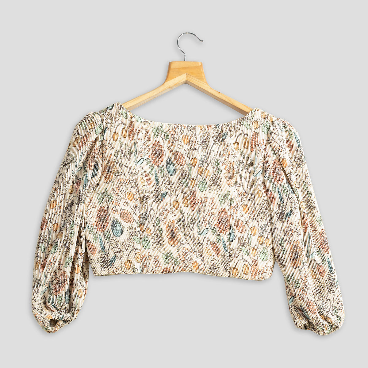 Trendy Seamless Floral Pleated Blouse