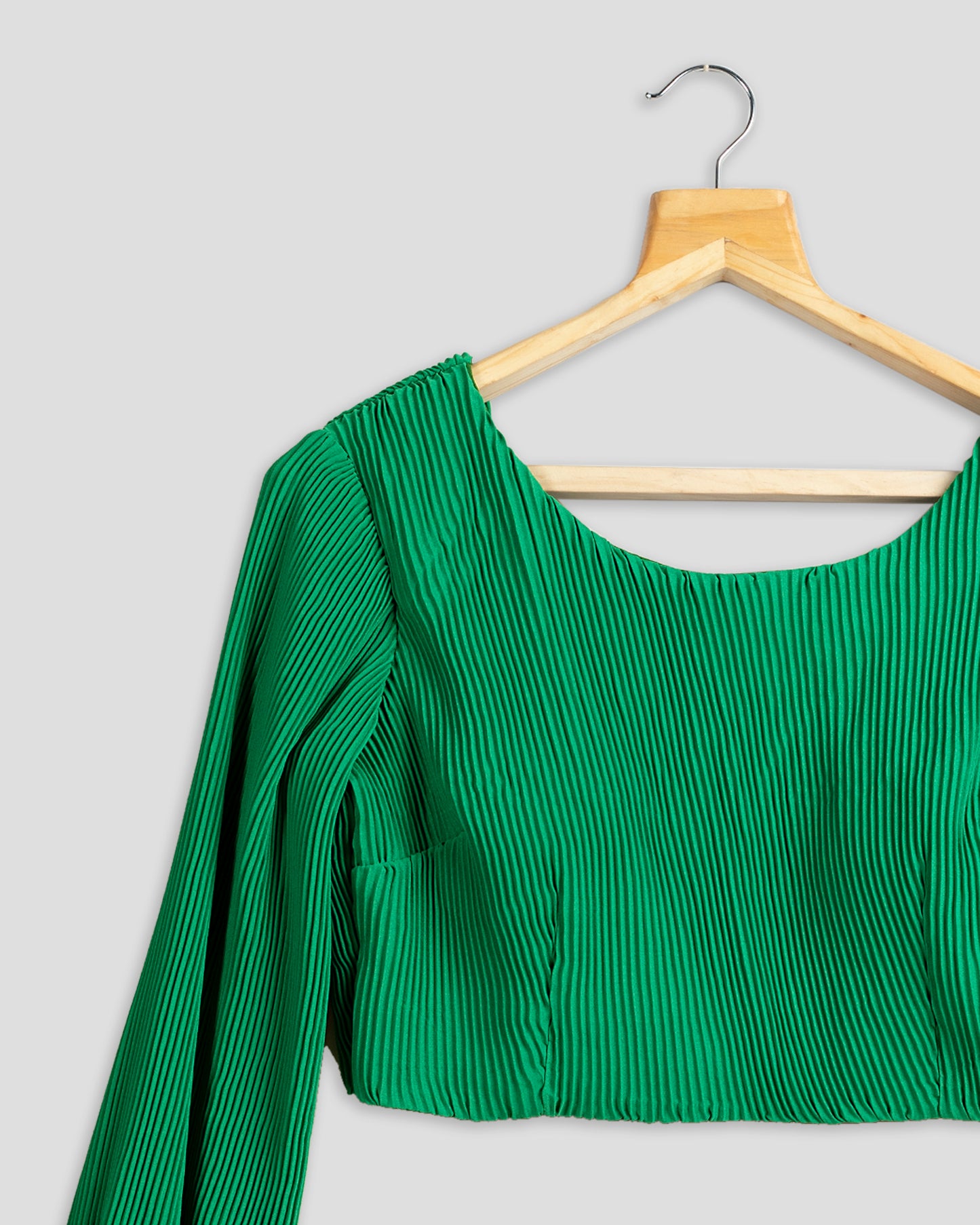 Classic Emerald Plain Pleated Blouse