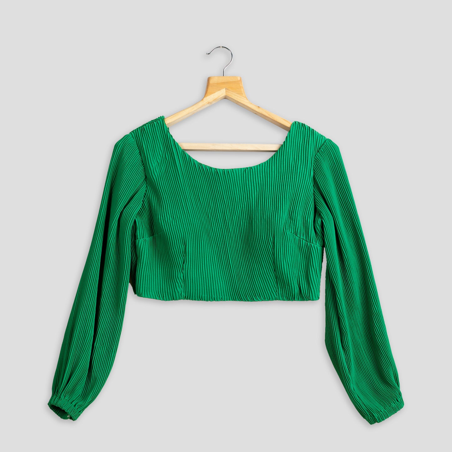 Classic Emerald Plain Pleated Blouse