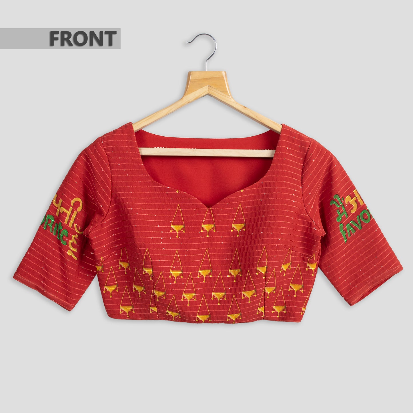 Trendy Red Quirky Sequins Blouse
