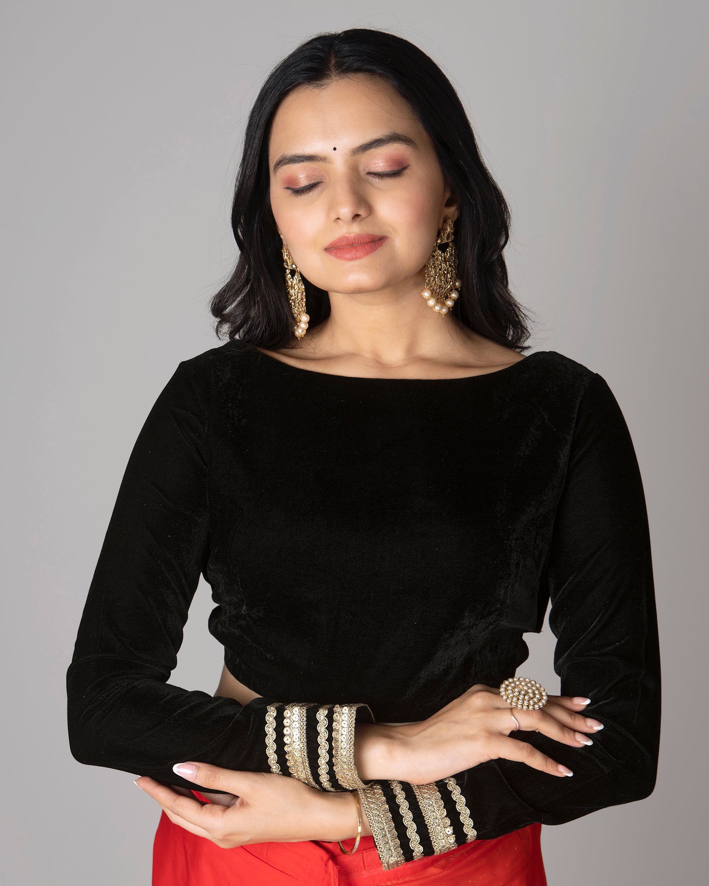 Black Velvet Dream Embroidered Lace Blouse