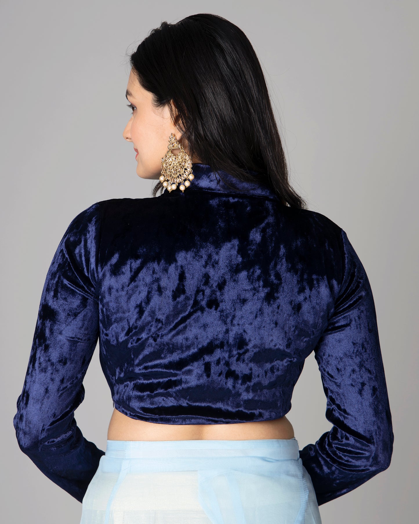 Classic Velvet Wrap Fusion Neck Blouse for Women