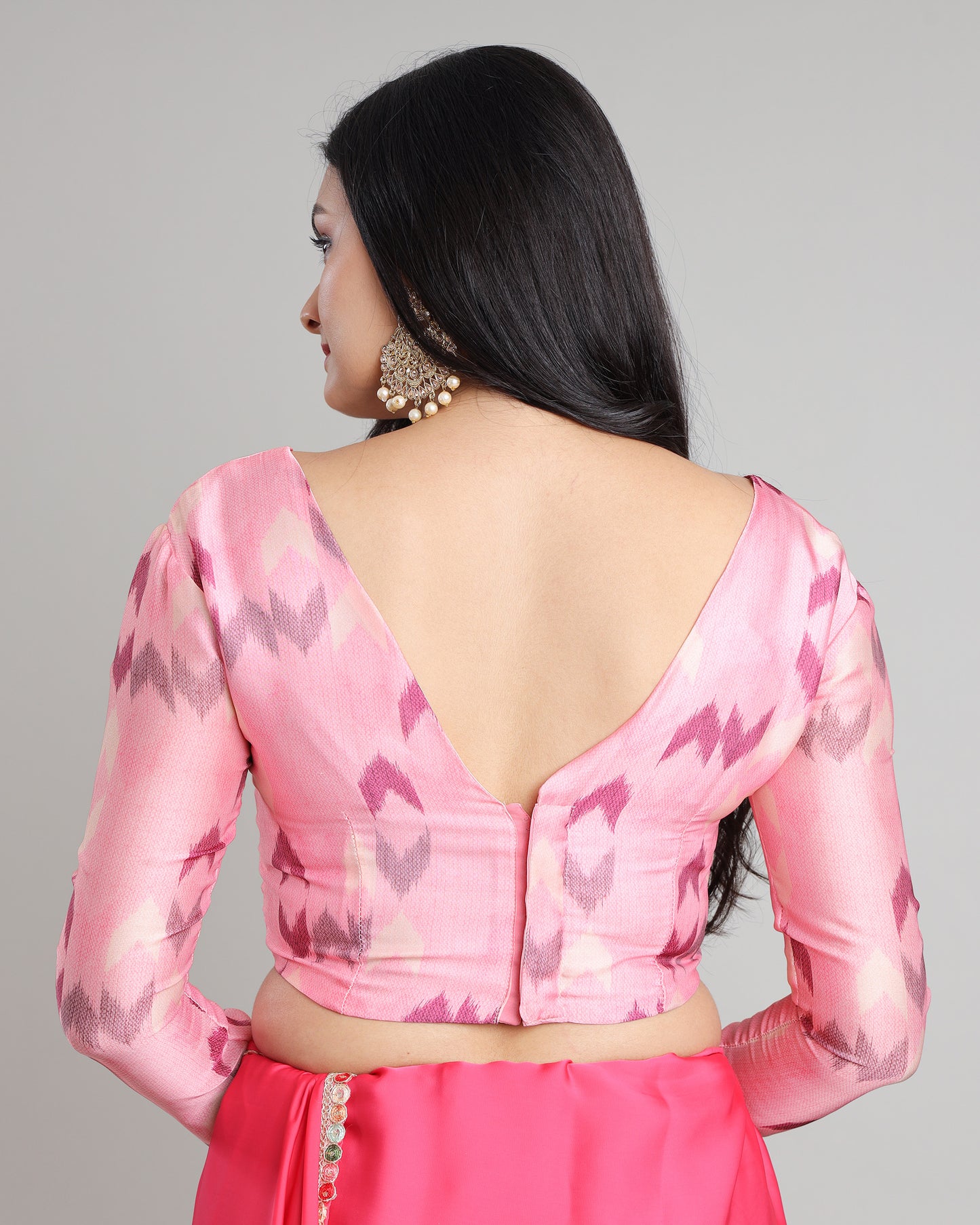 Full of Flair: Ikkat Print V-Neck Blouse For Women