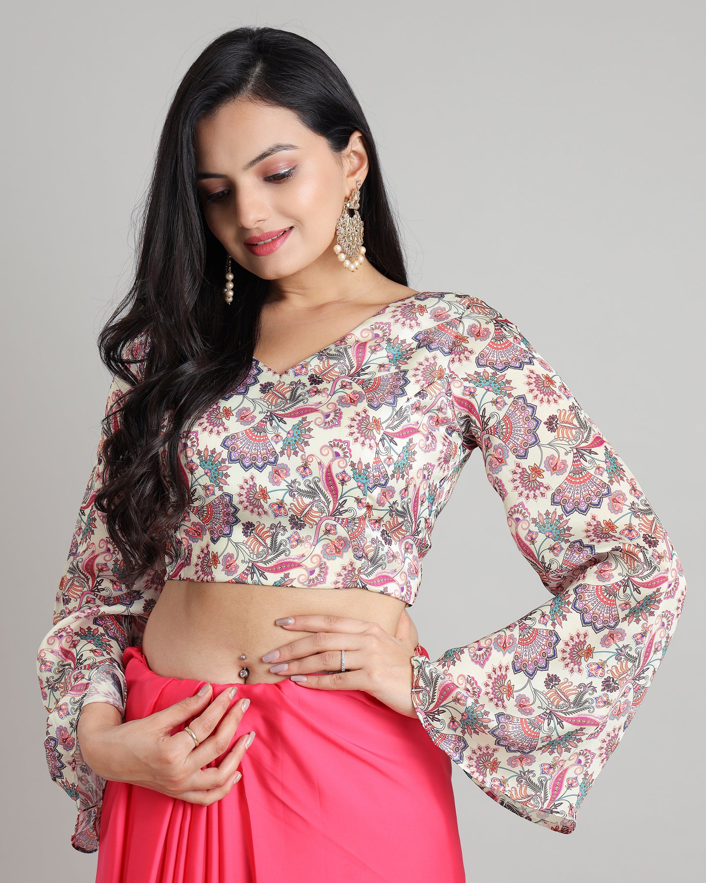 Global Glamour: Statement Bell Sleeve Ethnic Blouse