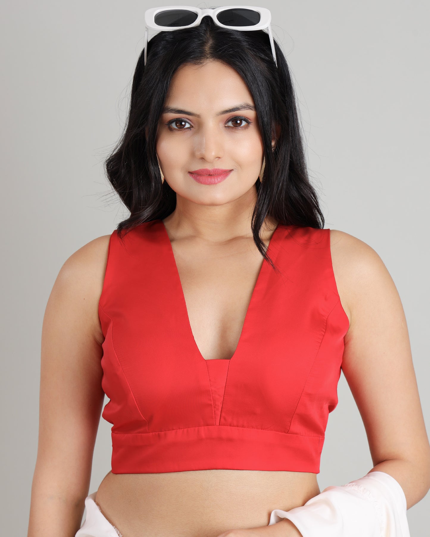 Flatter Your Figure: Deep V-Neck Red Blouse