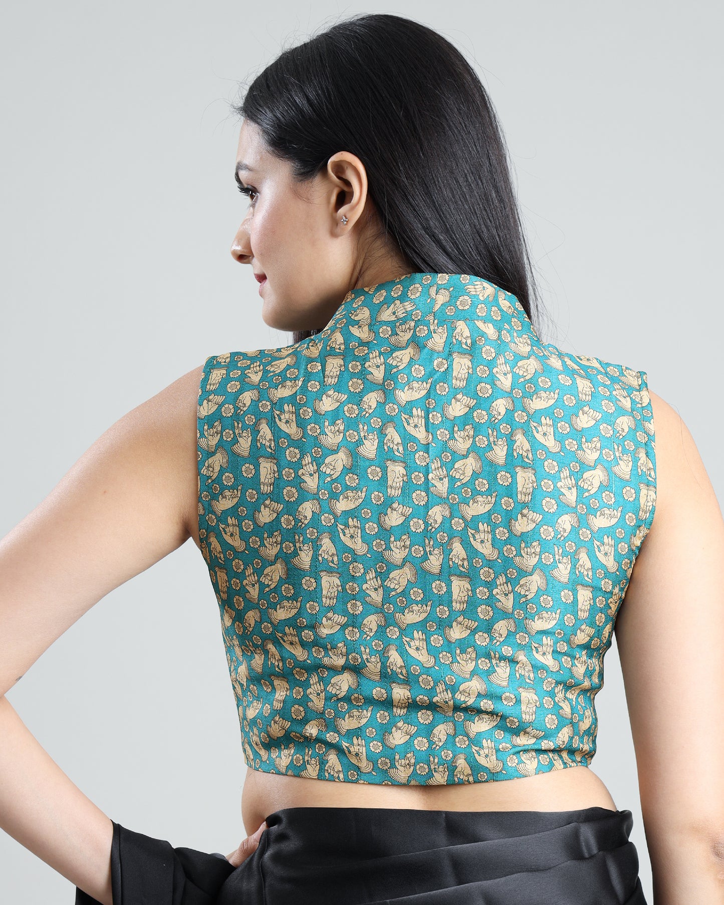 Wear Your Story: Sleeveless Kalamkrii Print Silk Blouse