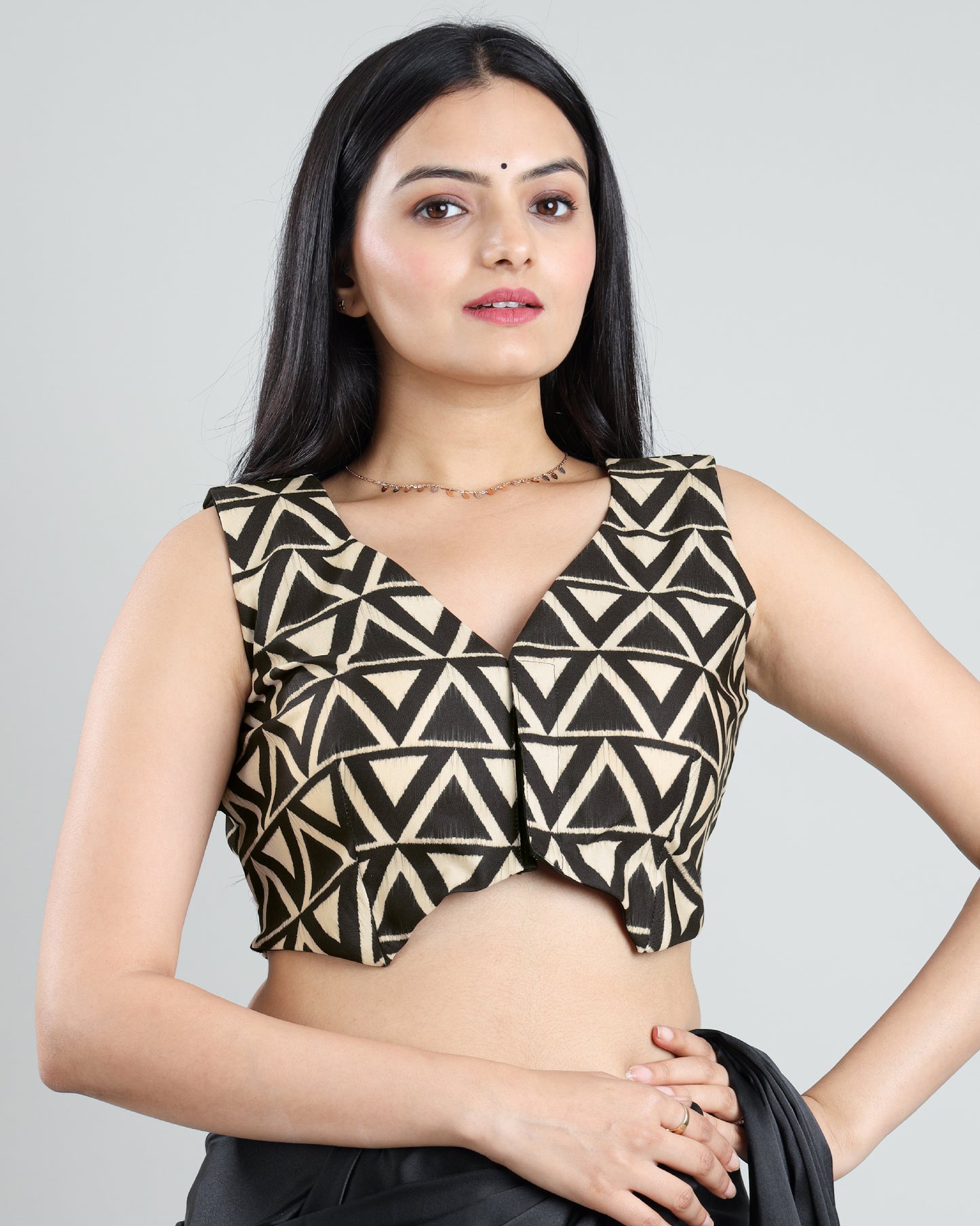 It's Ikkat-onic! V-Neck Ikkat Print Blouse