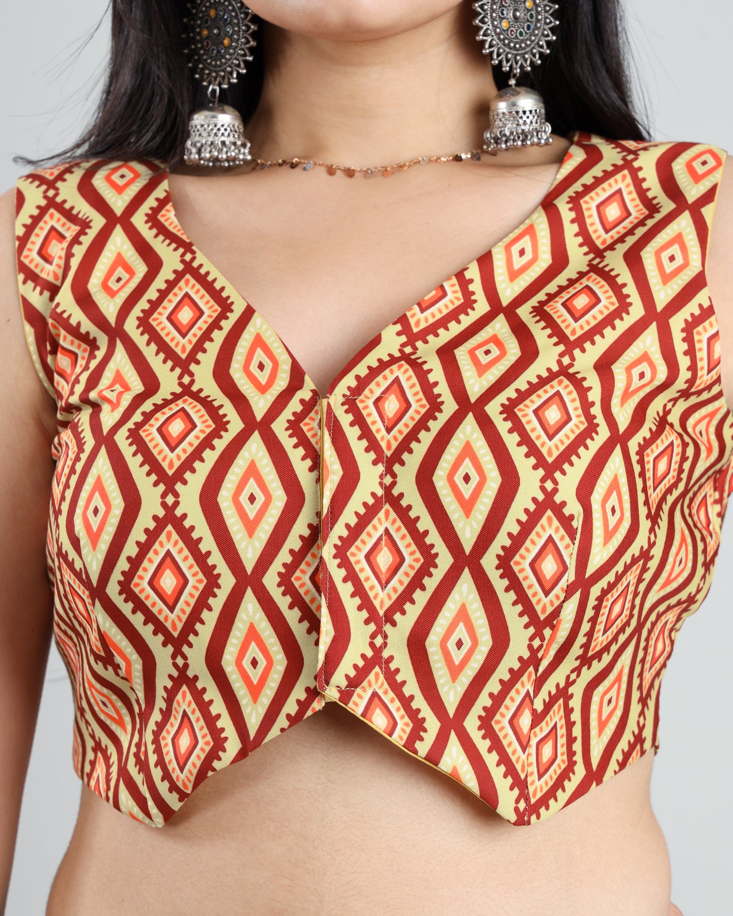 Ikkat Print Infusion Sleeveless Blouse