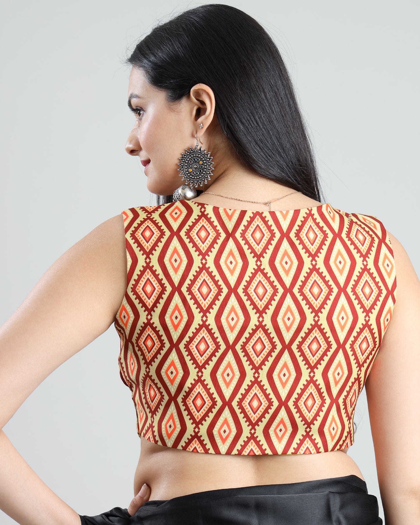 Ikkat Print Infusion Sleeveless Blouse