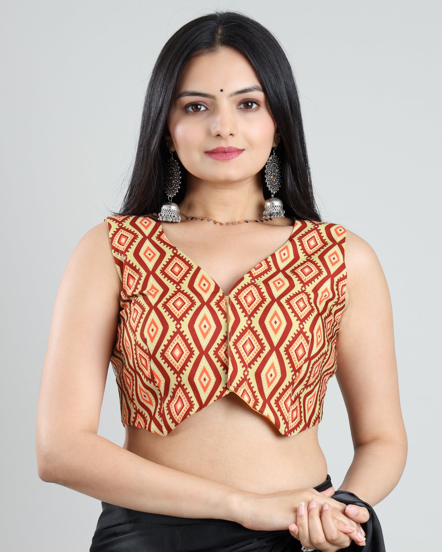 Ikkat Print Infusion Sleeveless Blouse