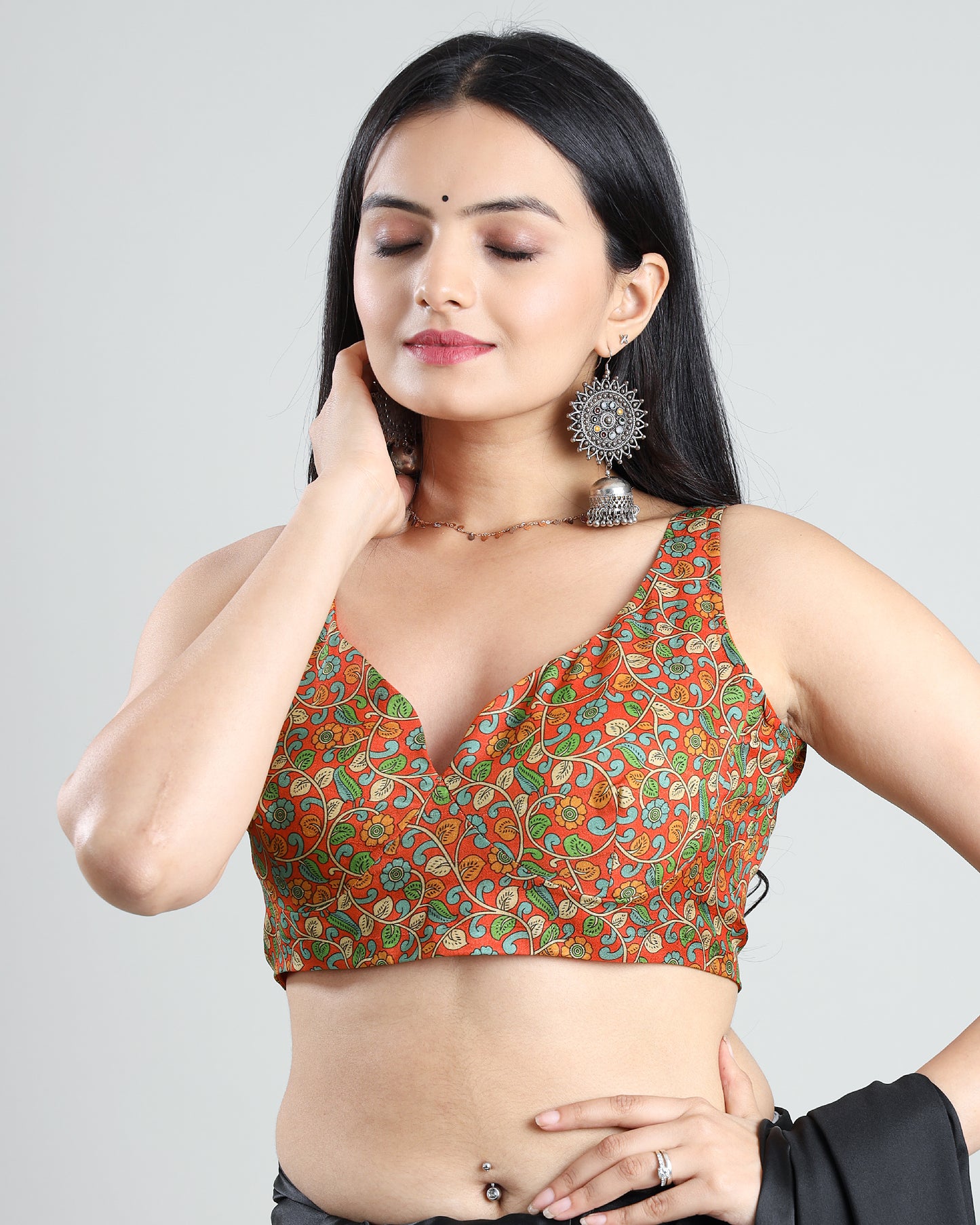 Silk Secrets: The Retro Kalamkari Print Silk Blouse