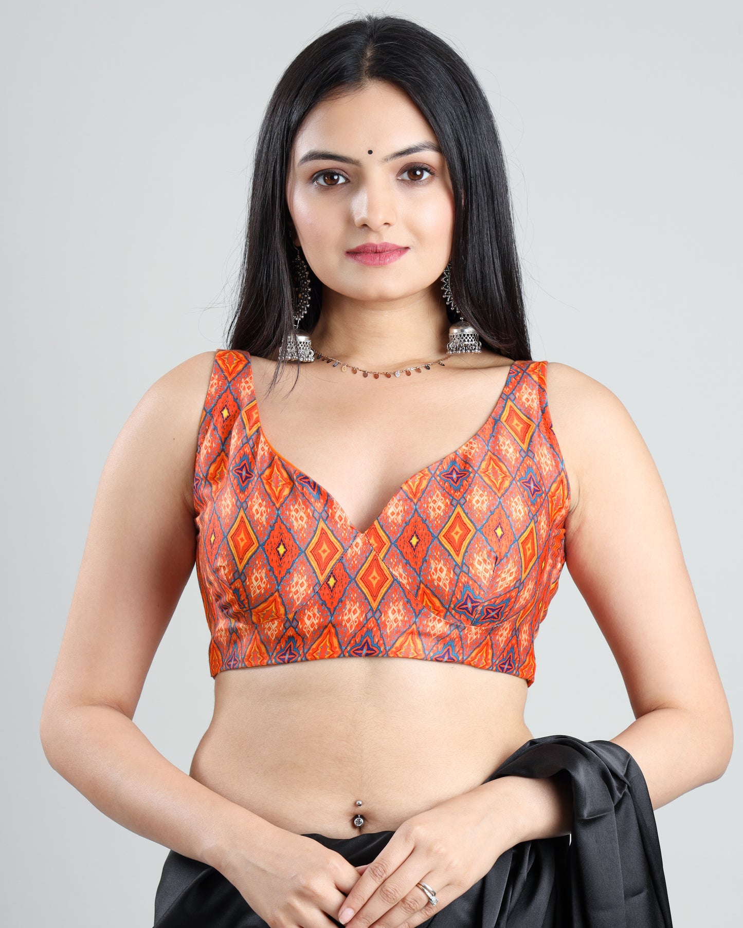 Cool And Chic Sleeveless Ikkat Print Blouse