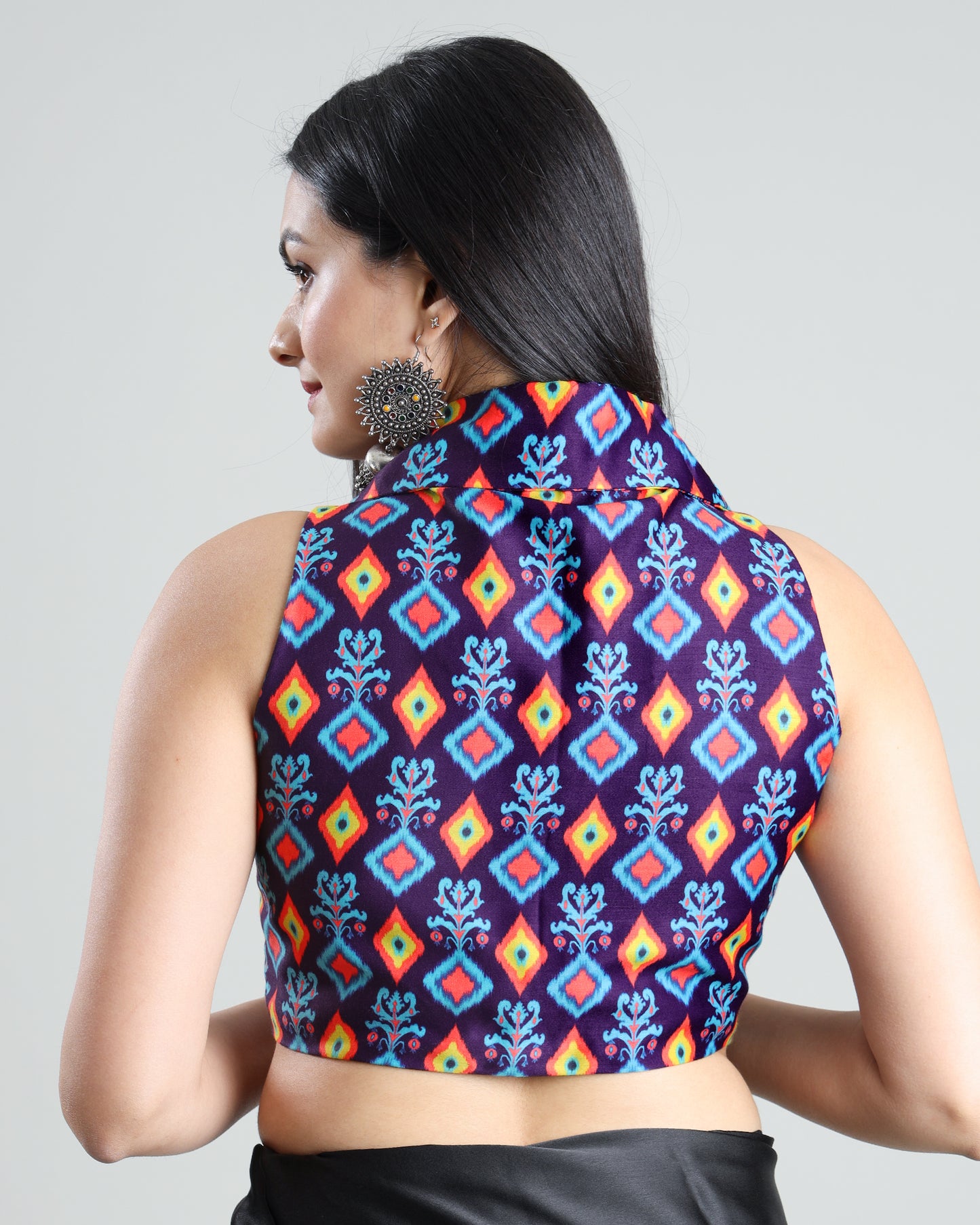 Bold And Beautiful V-Neck Ikkat Print Blouse