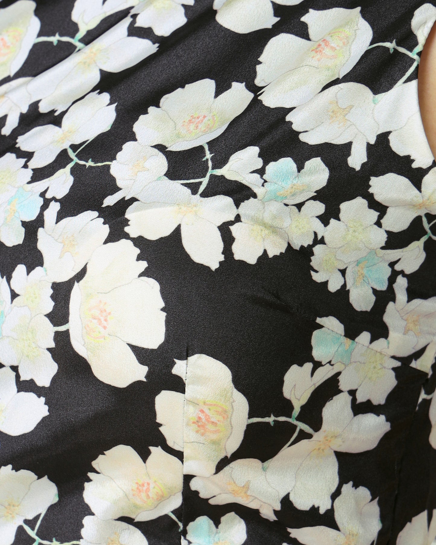 Elastic Ease Blouse: Black Floral Silk Blouse