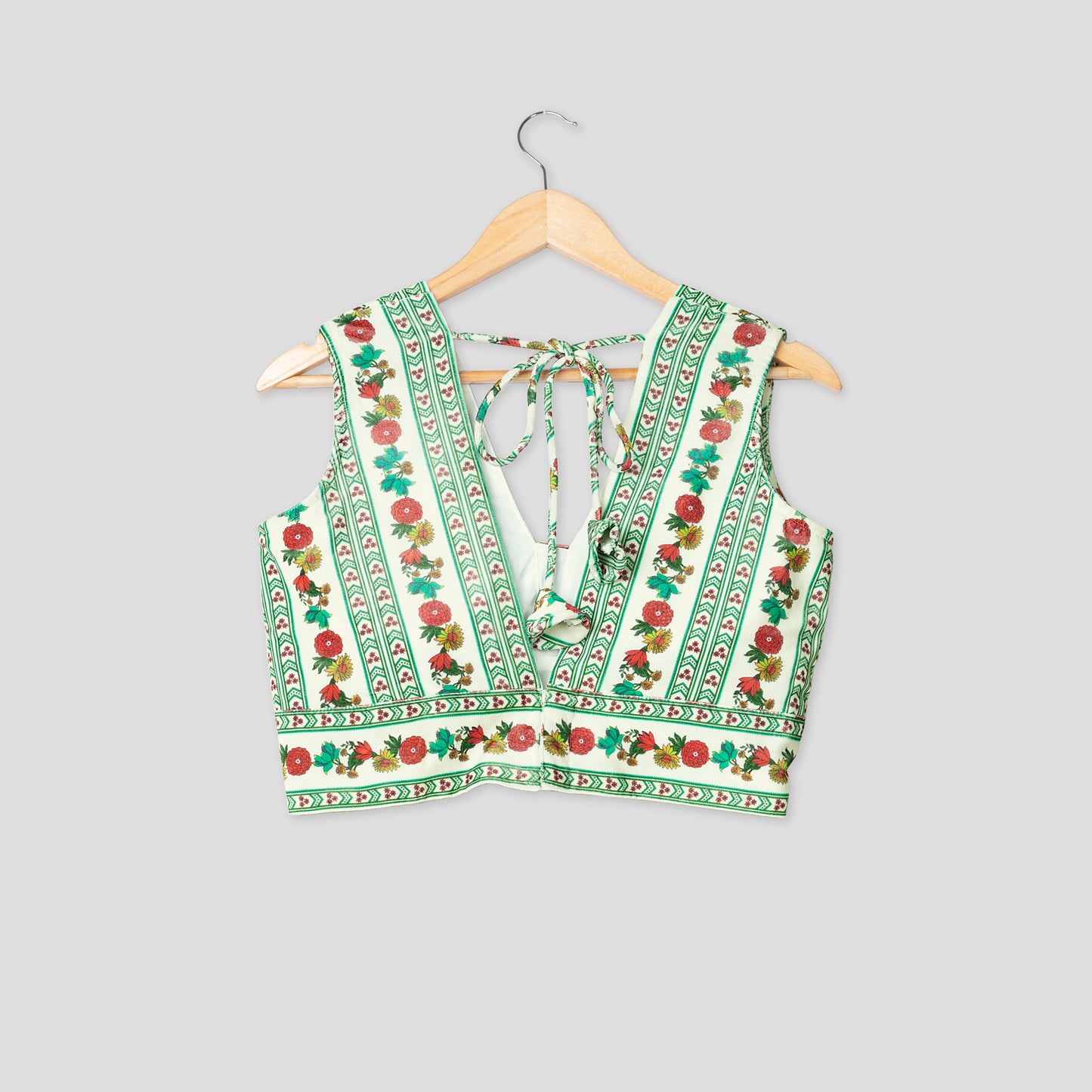 Mugal Print Sleeveless Velvet Blouse