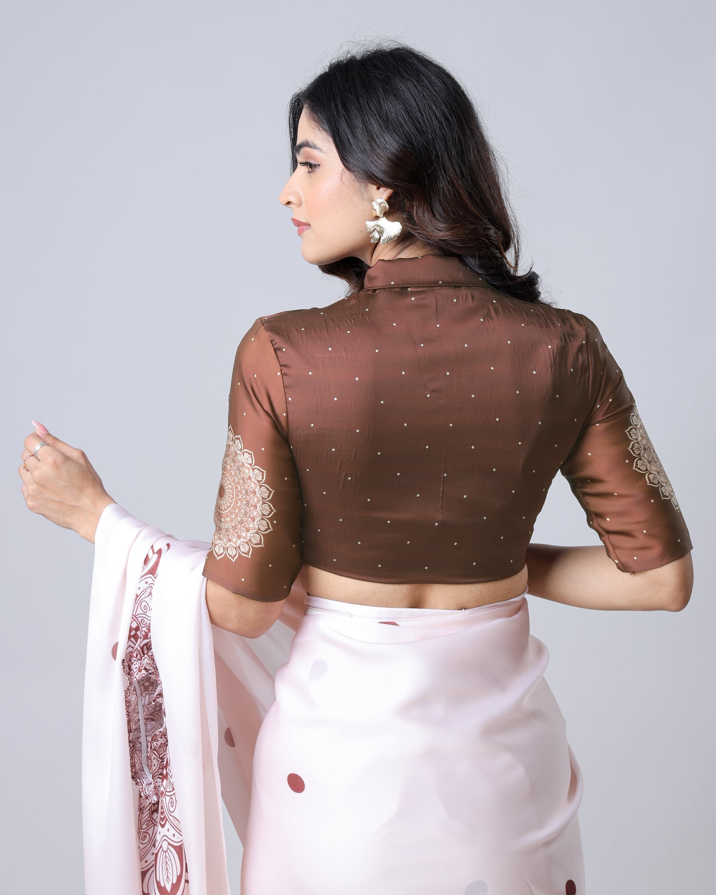 Brown Traditional Mandalaa Print Collar Neck Blouse