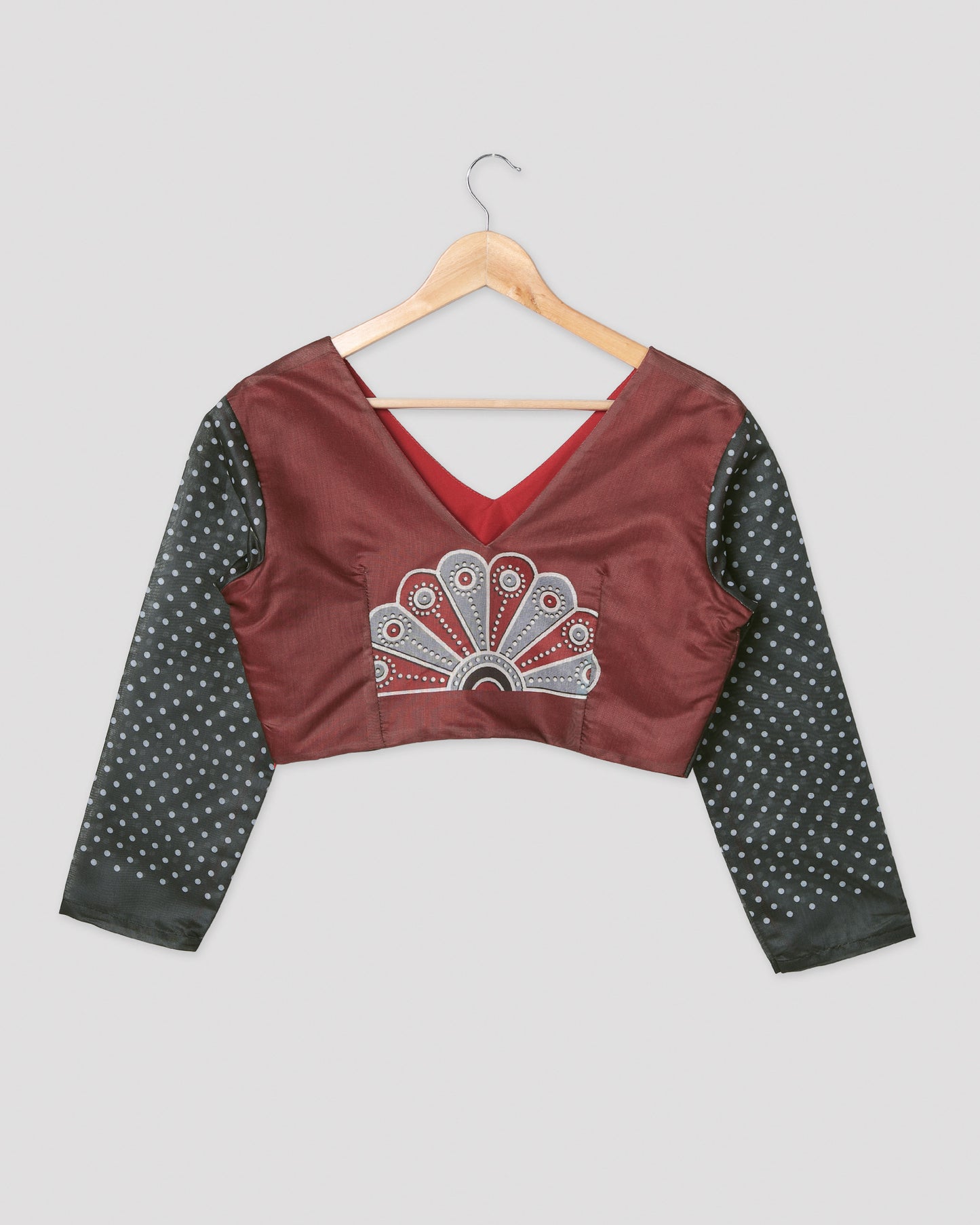 Exclusive Color Block Polka Dots Chanderi Blouse