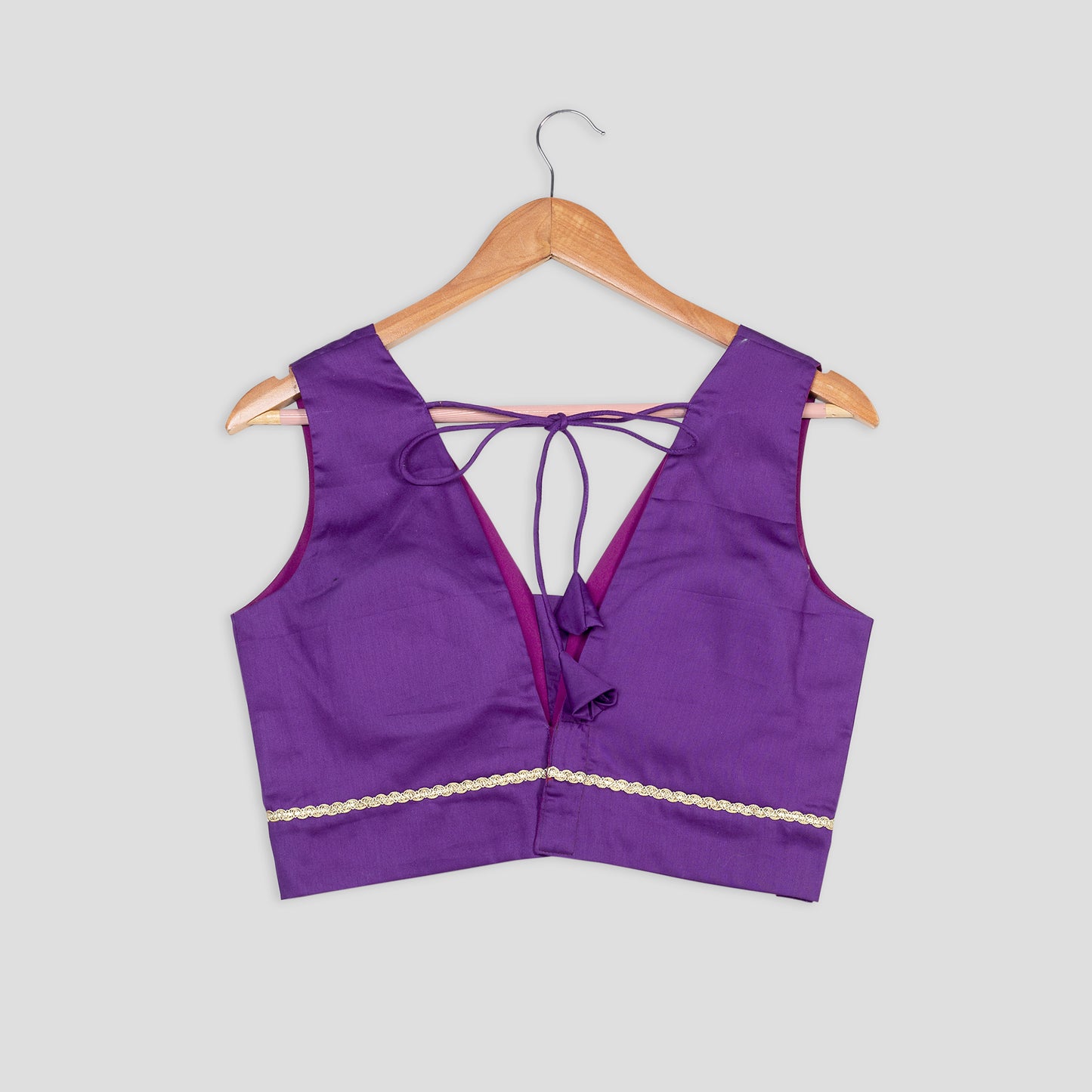 Midnight Purple Plain Lace Work Cotton Blouse
