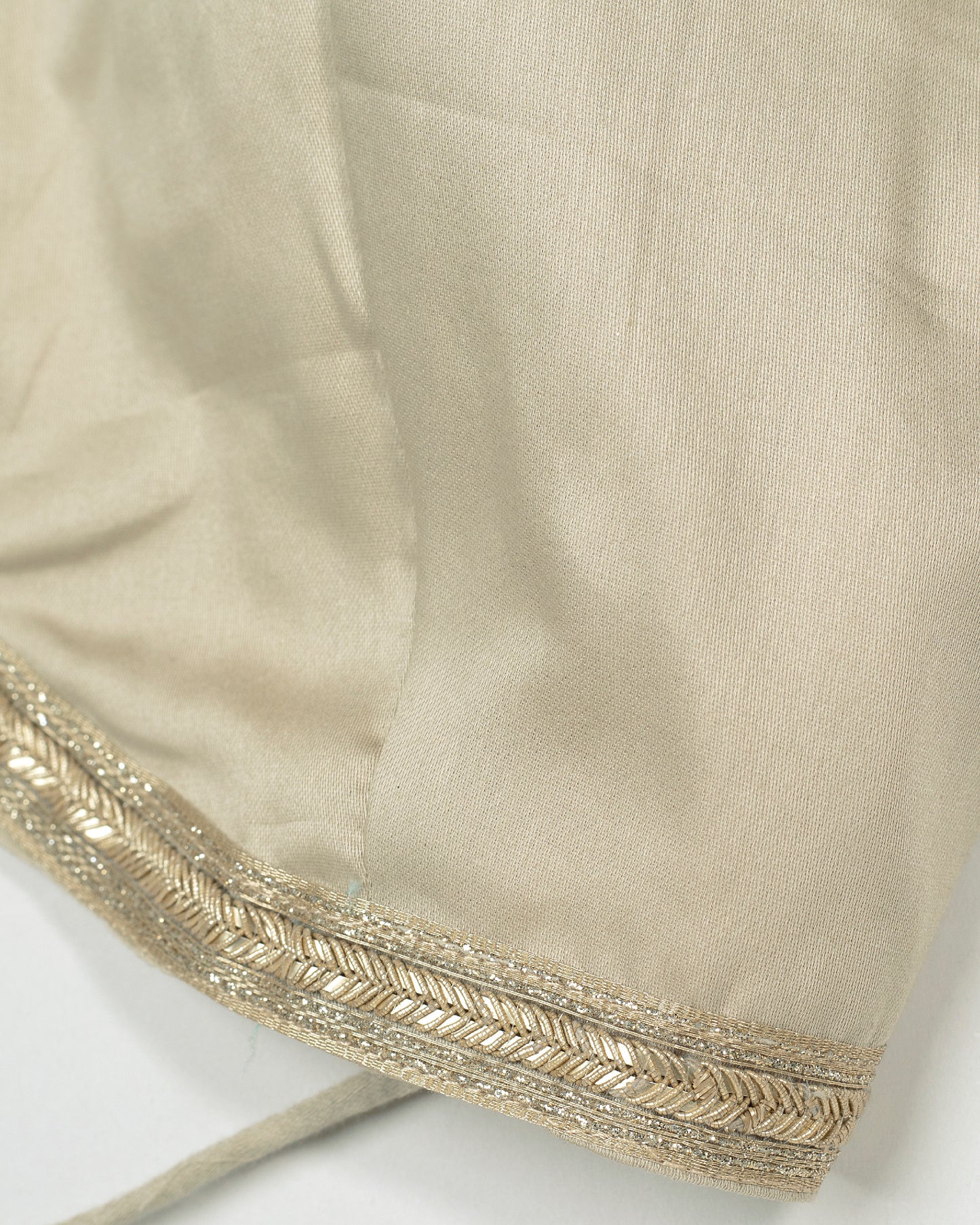 Oyster Beige Plain Lace Work Cotton Blouse