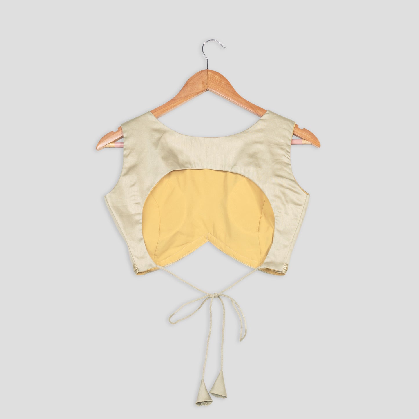 Oyster Beige Plain Lace Work Cotton Blouse