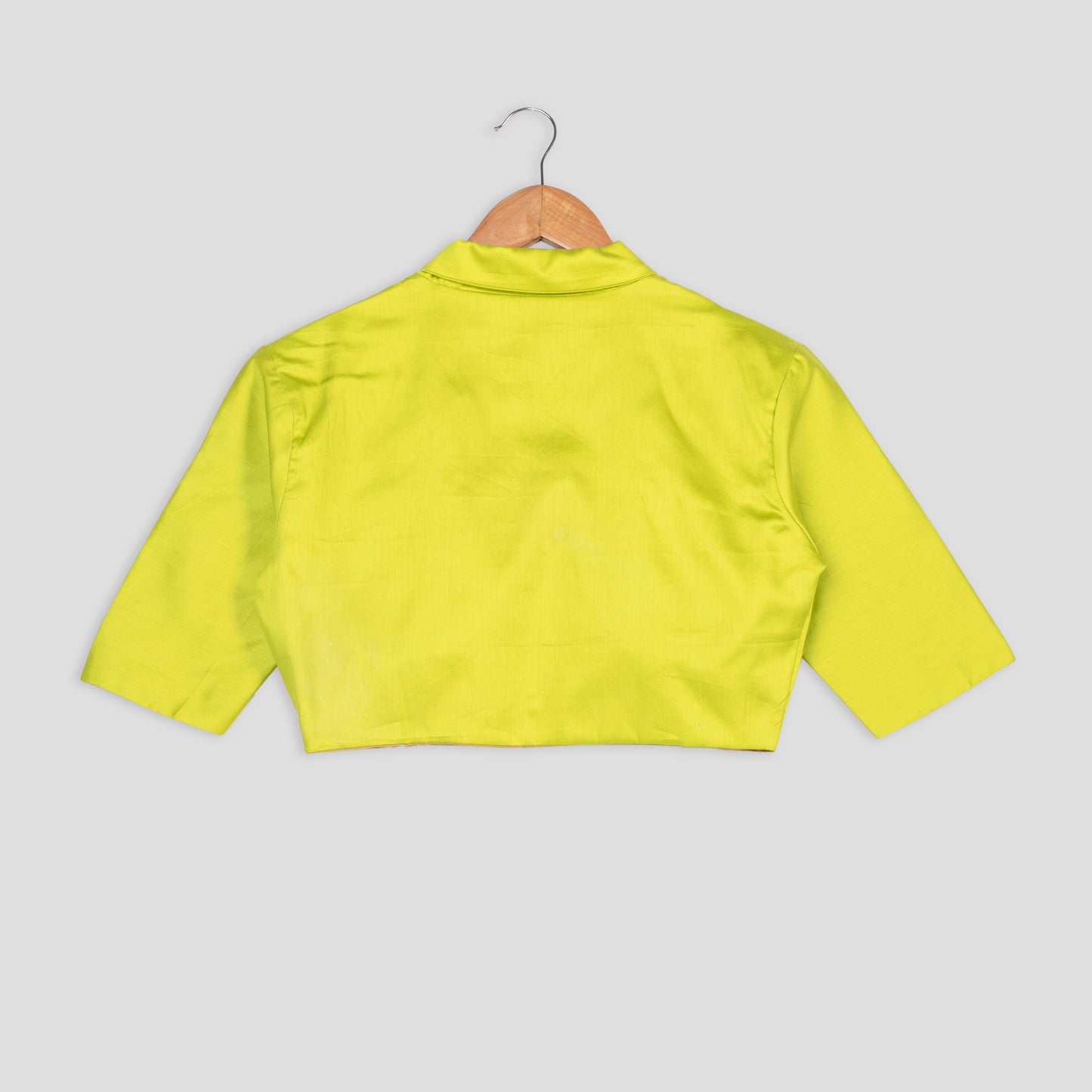 Plain Green V Neck Cotton Blouse