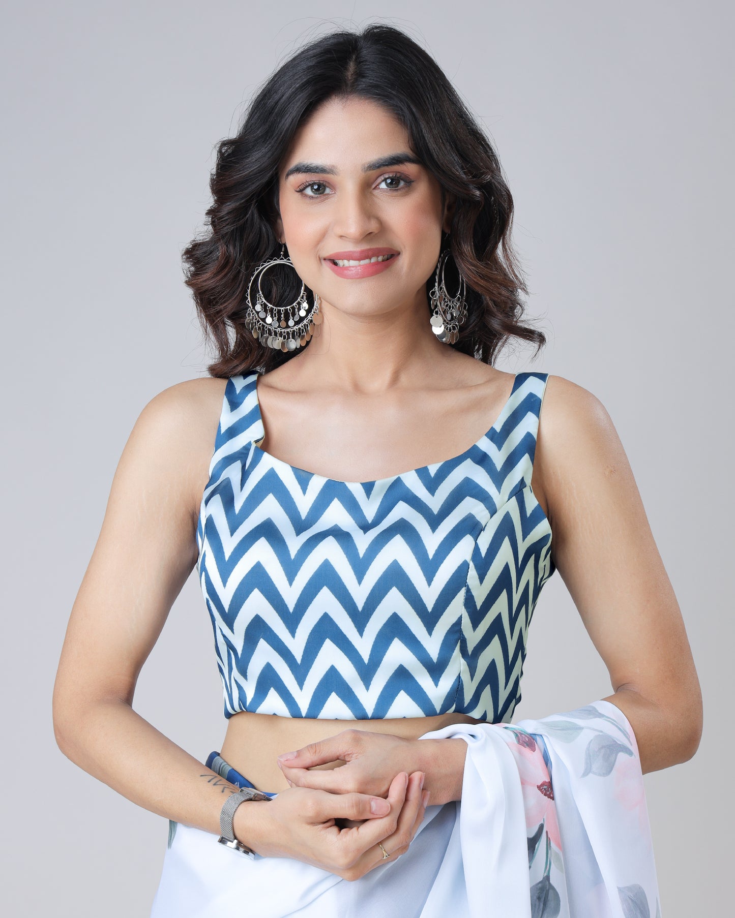 Top Selling Chevron V Neck Sleeveless Blouse