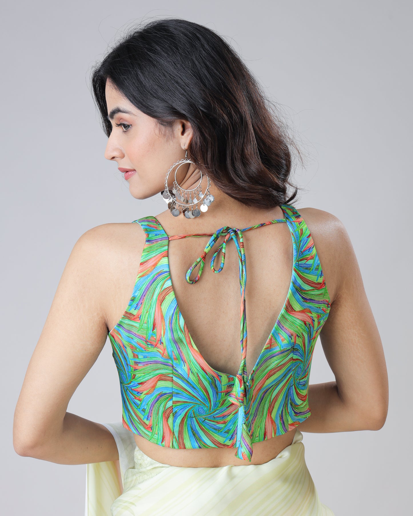 Trendy Feather Sweetheart Neck Sleeveless Blouse