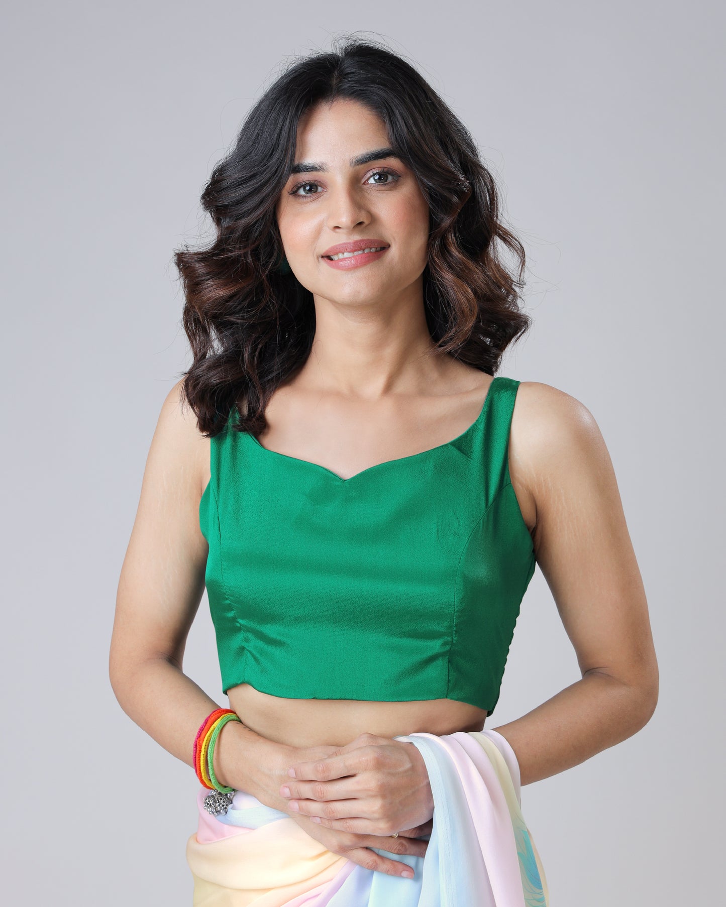 Classic Pine Green V Neck Sleeveless Blouse