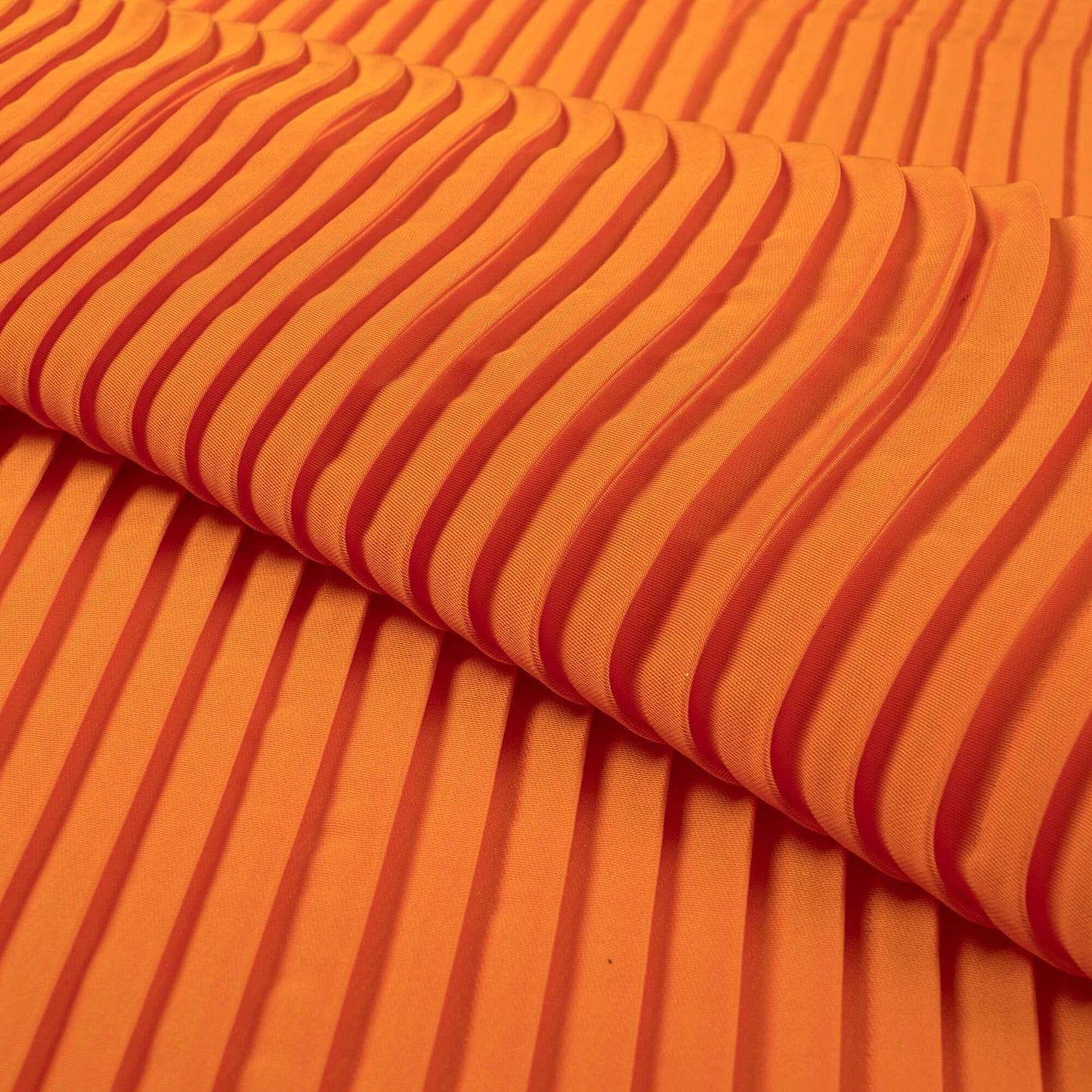 Classic Apricot Orange Plain Pleated Imported Satin Fabric