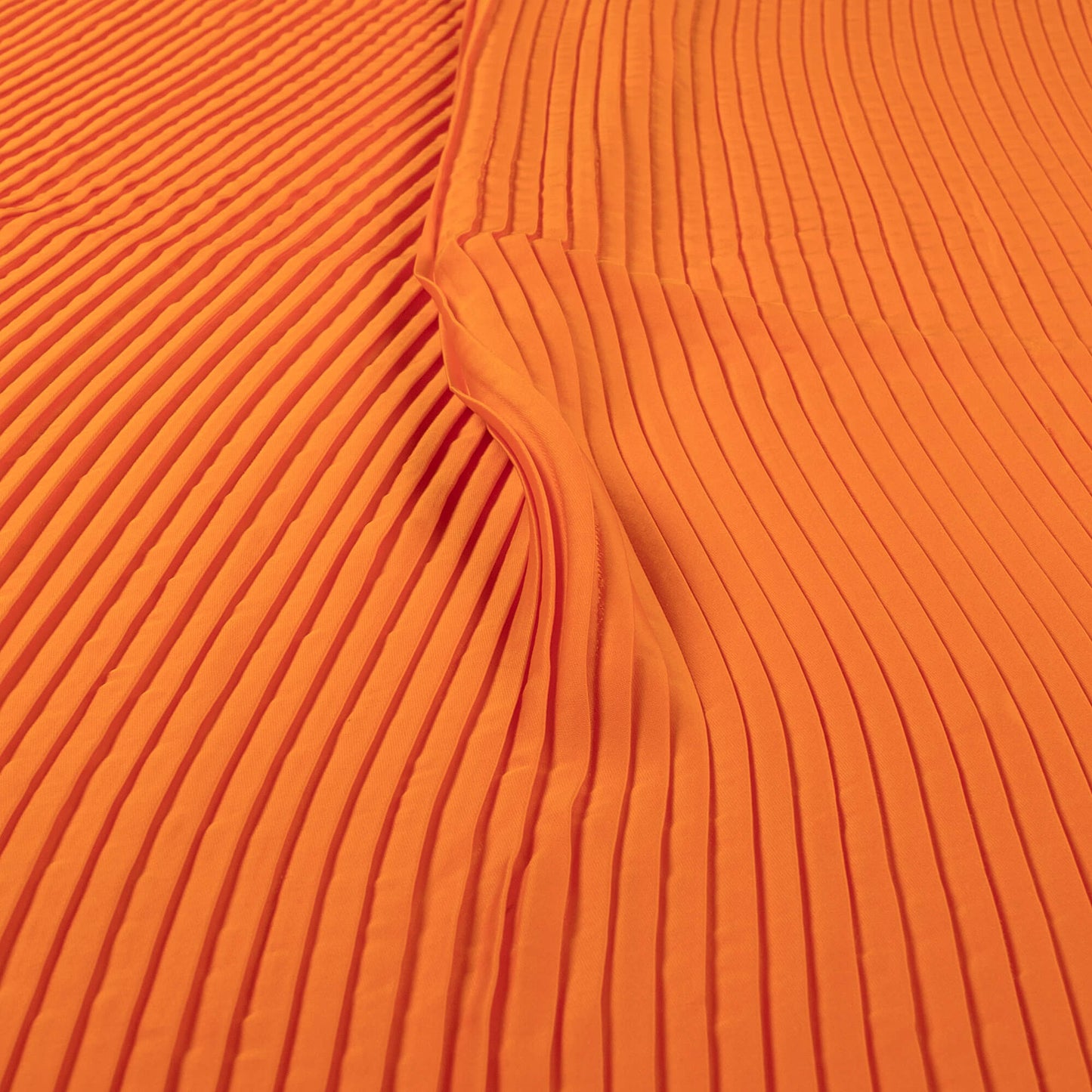 Classic Apricot Orange Plain Pleated Imported Satin Fabric