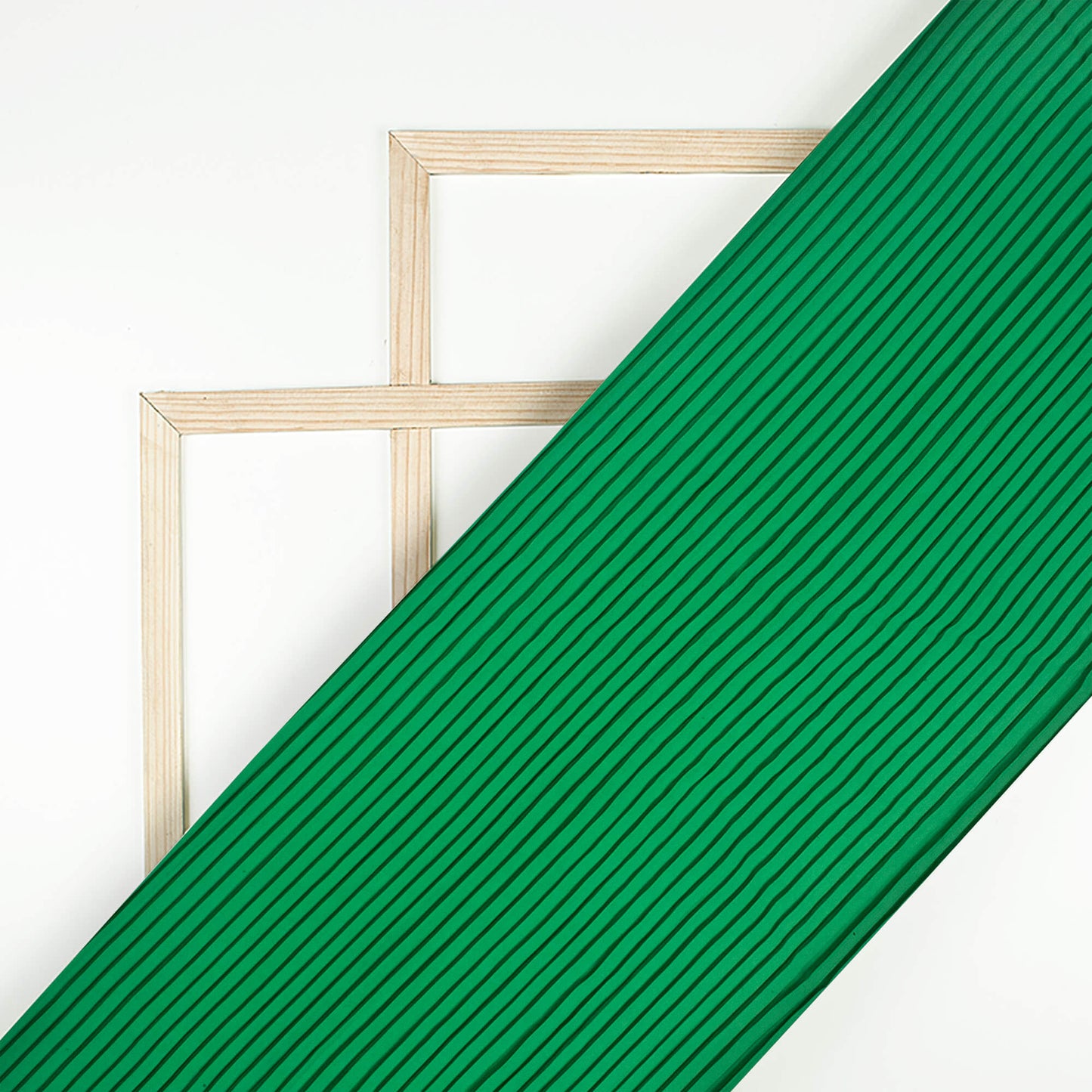 Classic Green Plain Pleated Imported Satin Fabric