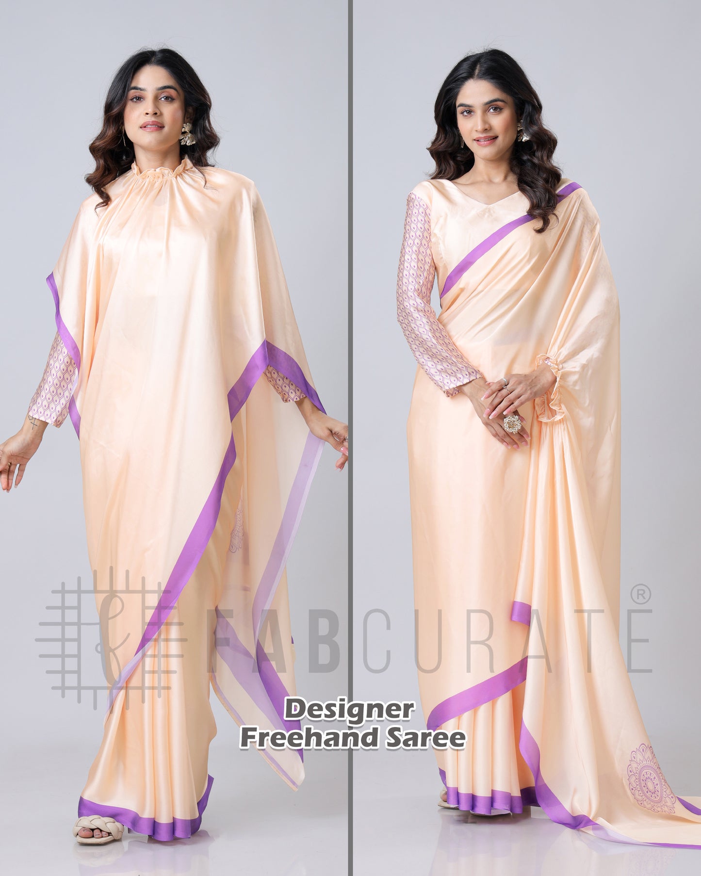 Traditional Mandalaa Print Contrast Border Freehand Saree