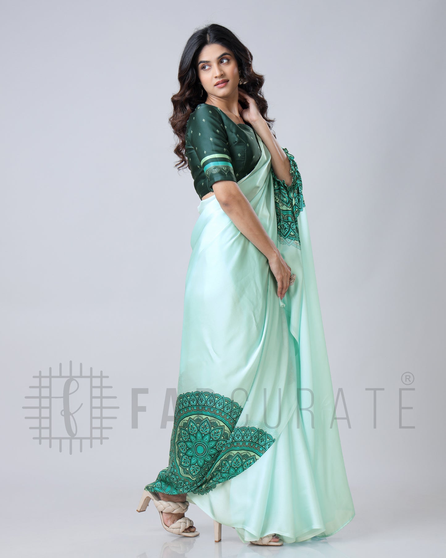 Electric Blue Mandalaa Print Freehand Mandalaa Pattern Saree