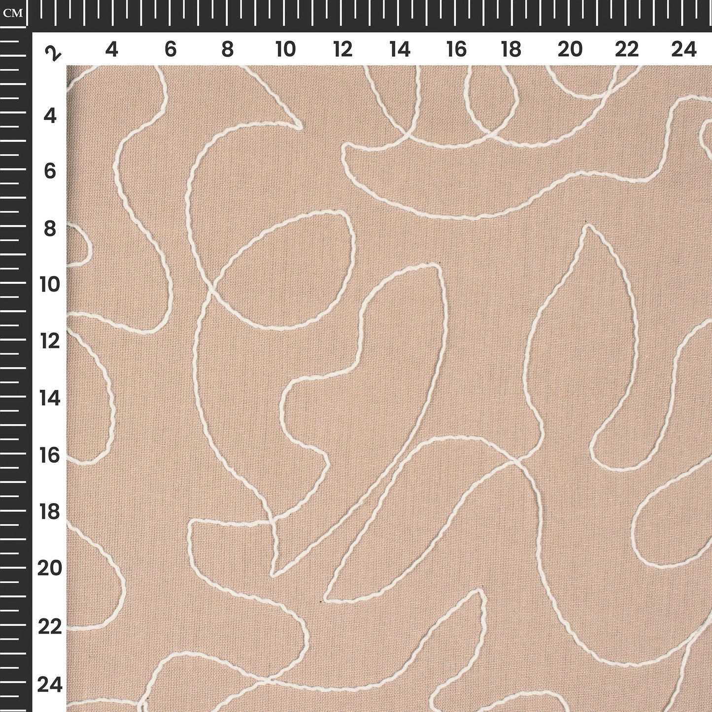 Mocha Brown Embroidery Threadwork Plain Pure Cotton Fabric