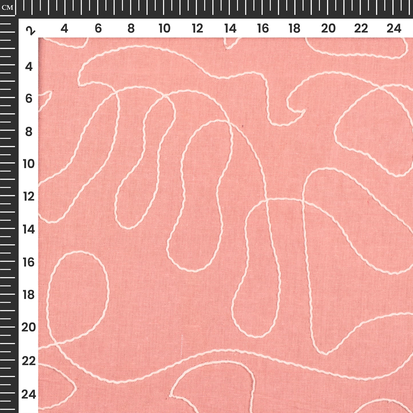 Careys Pink Embroidery Threadwork Plain Pure Cotton Fabric