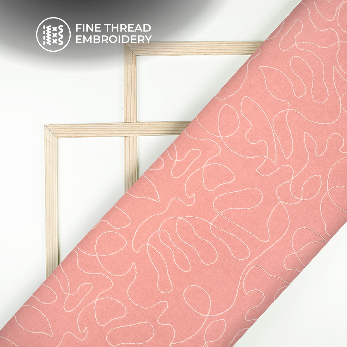 Careys Pink Embroidery Threadwork Plain Pure Cotton Fabric